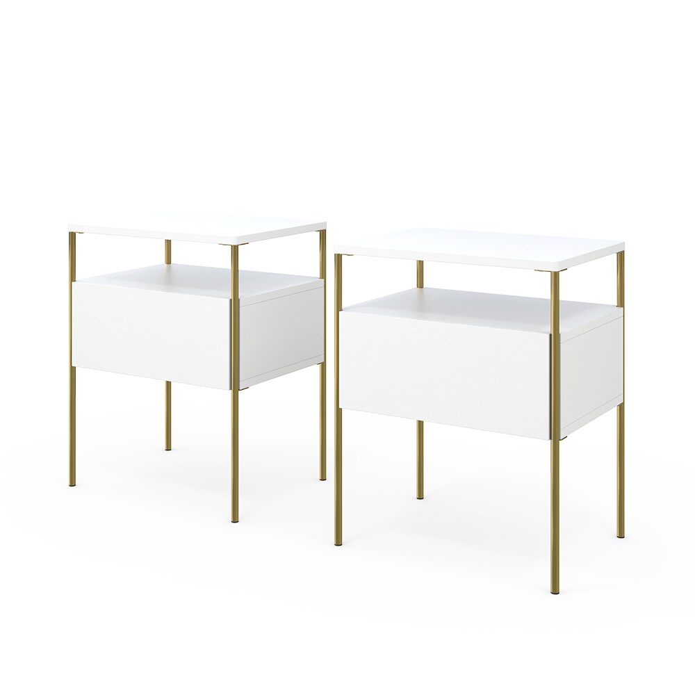 Vicco Nachtschrank Mira Weiß Gold 40 x 50 cm 2er Set Ablage Nachtkommode modern