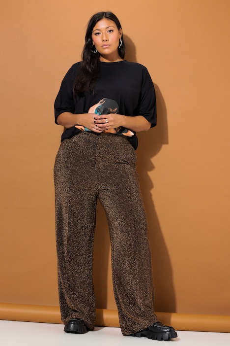 Hose, wide Legs, High Waist, Glitzer