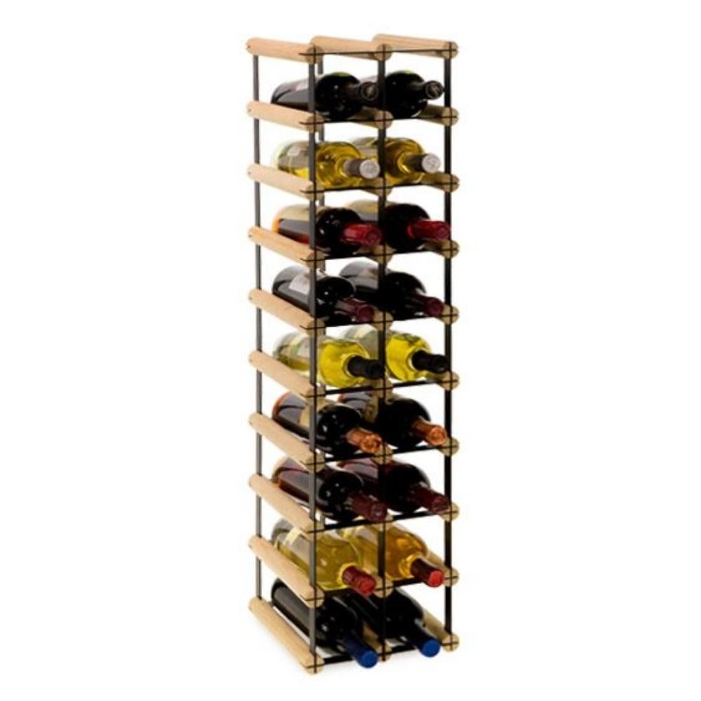 PROREGAL Modulair Wijnrek Vinotega Mod Metaal HxBxD 92,5 x 22,5 x 24,5 cm 2 x 9 Flessen Massief grenenhout Natuurlijk
