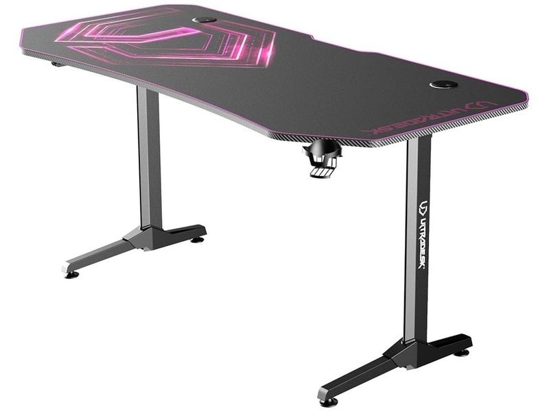 Ultradesk Gaming Tisch Frag XXL Pink Stabiler Gaming-Tisch für bis zu drei Monitore