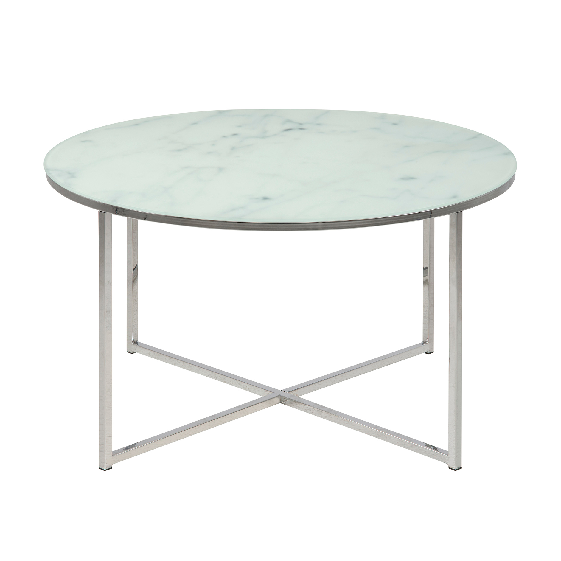 Couchtisch ALISMA - weiß-chromfarben - Ø 80 cm