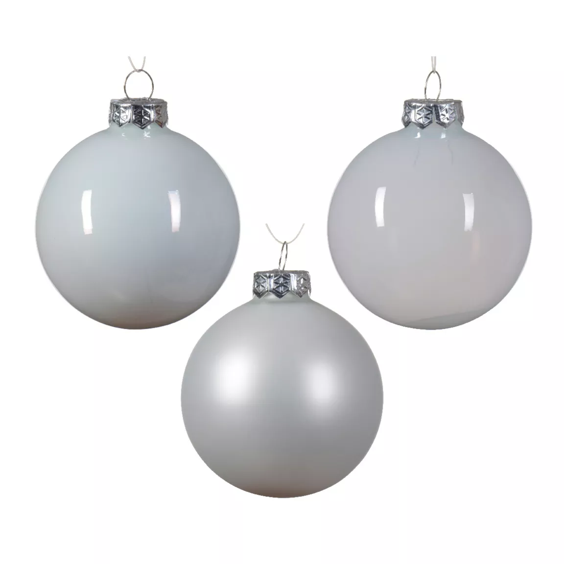 Lot de 21 boules de Noël en verre Assorties Cristal Blanc d'hiver