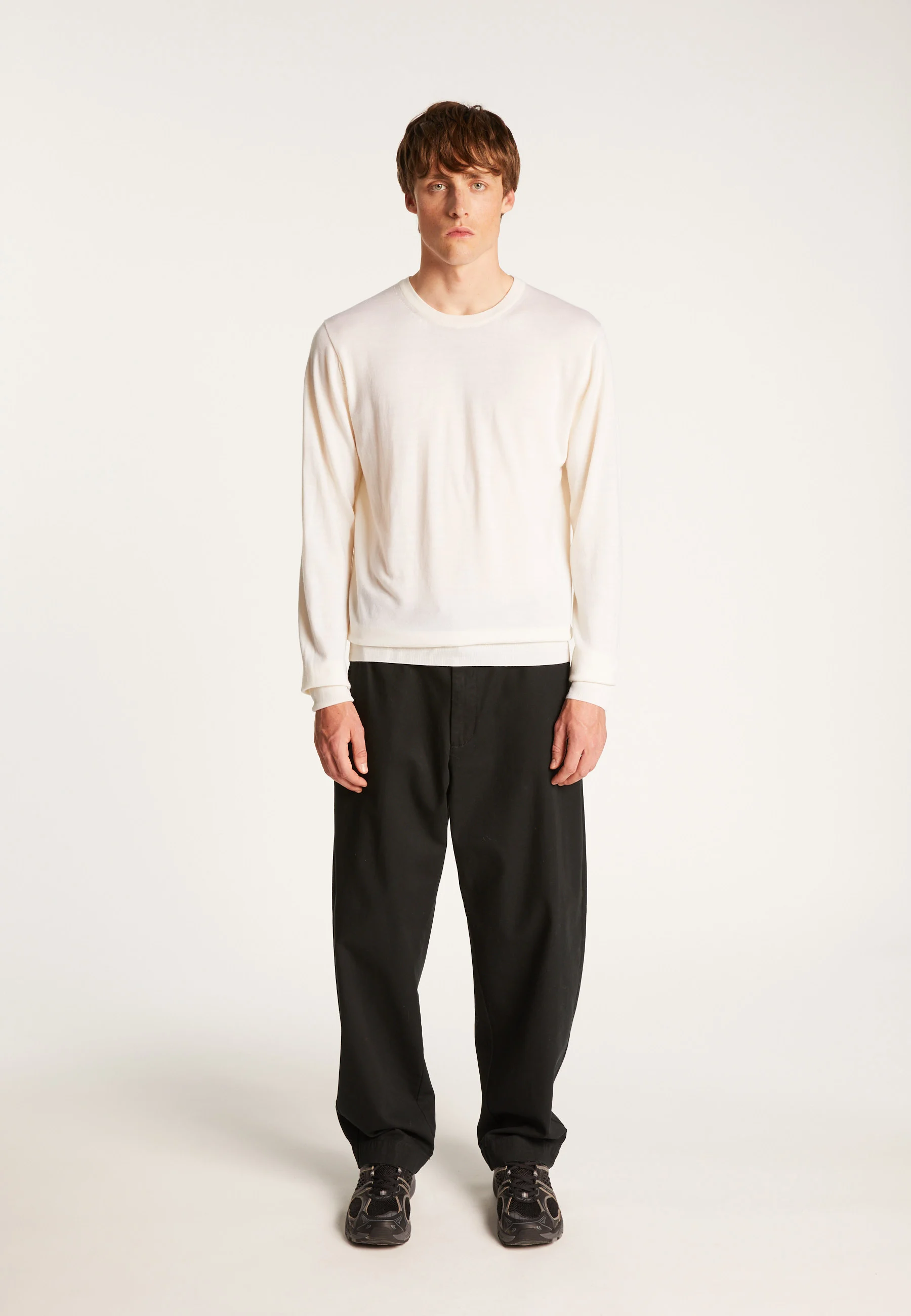 EDDIEAH24 - Pull col rond en laine mérinos | Blanc
