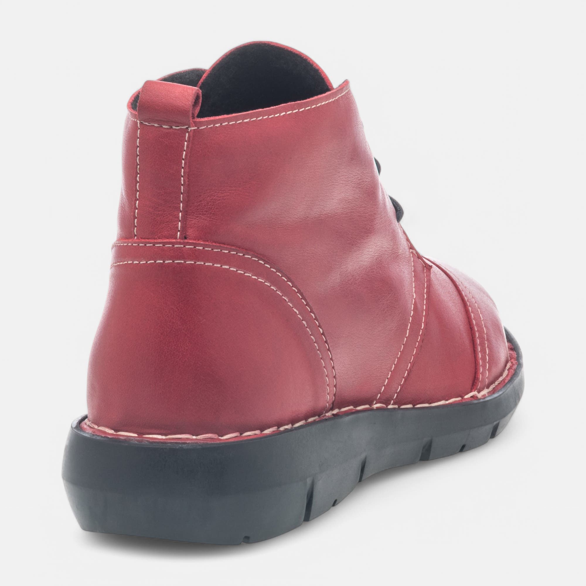 Bottines à lacets Femme en cuir rouge