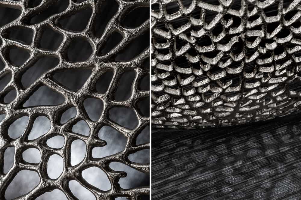 Filigraner Design Couchtisch ABSTRACT LEAF 80cm silber Handarbeit