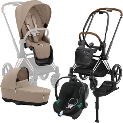 Cybex Priam Duovogn inkl. Aton B2 & Base, Cozy Beige/Chrome Brown
