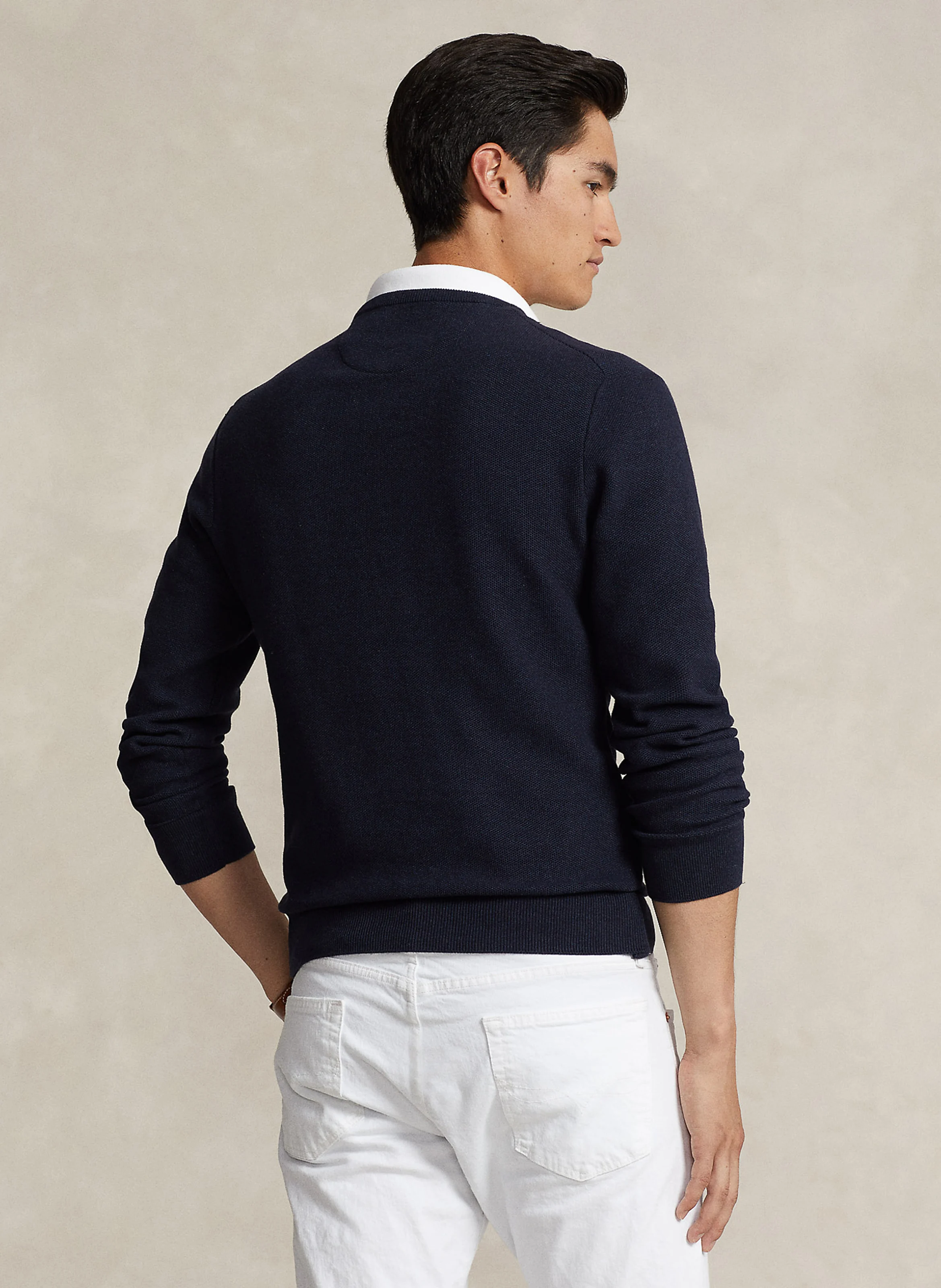 Pull droit col rond en coton | Bleu