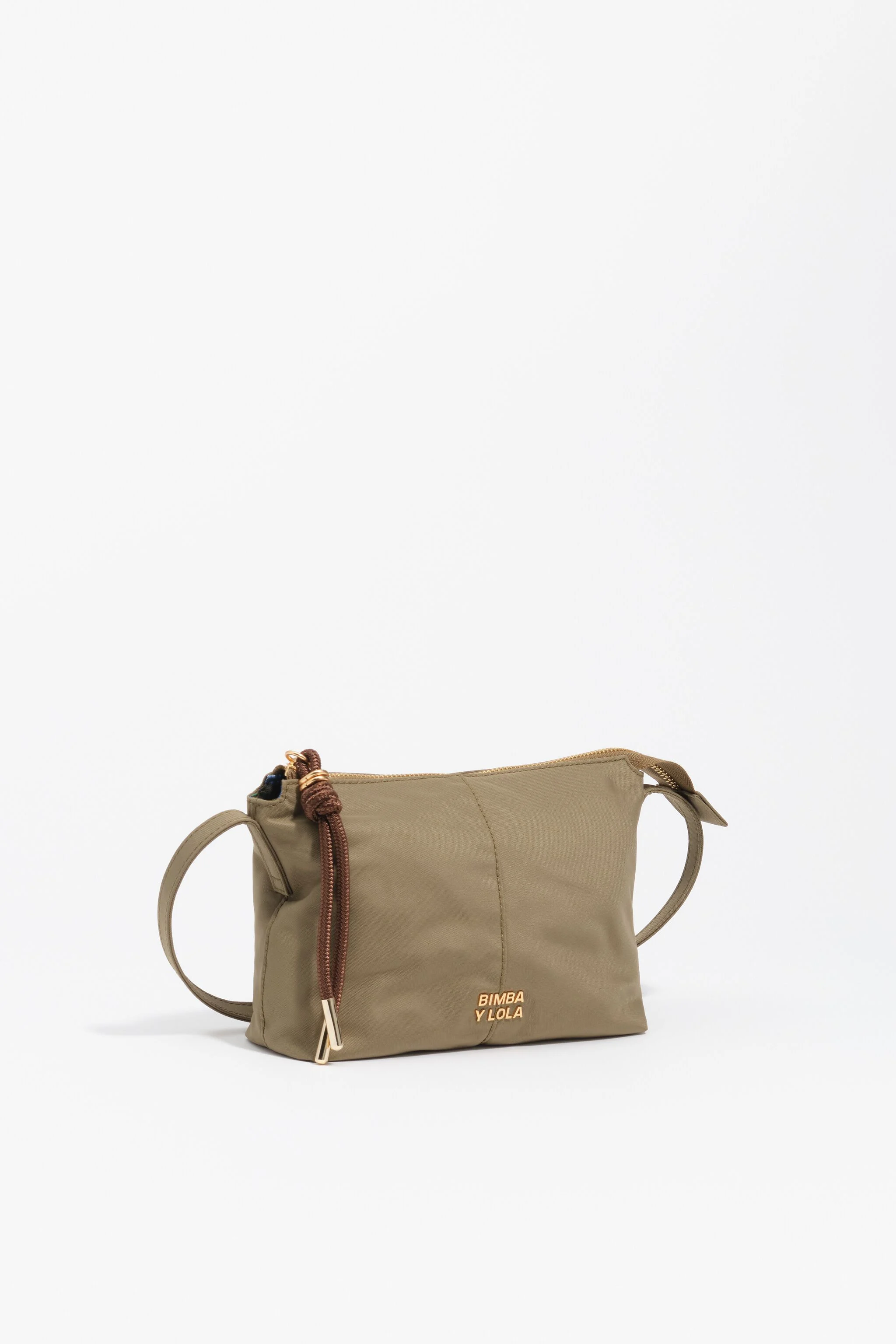 Bolsa transversal mini em nylon verde-oliva