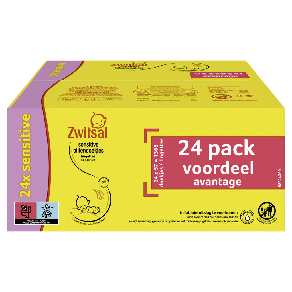 Fijne doekjes en aanbiedingSensitive billendoekjes - 24 x 57 stuks