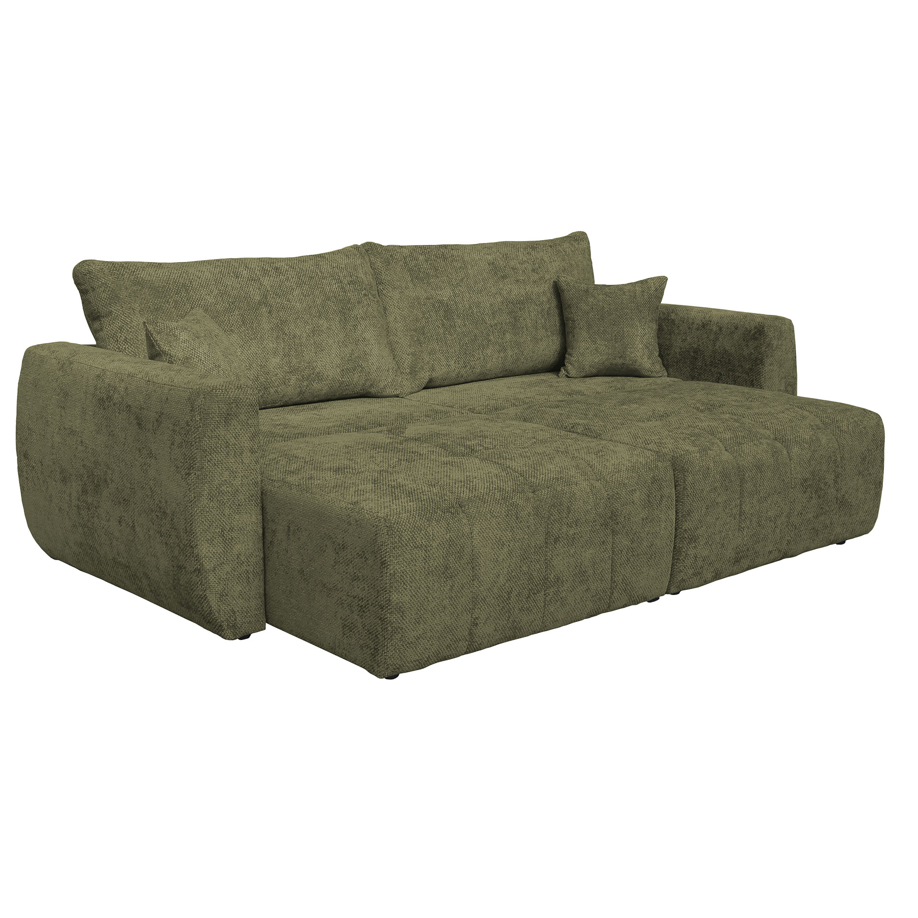 Big Sofa - olive - mit Staukasten und Liegefunktion - 245 cm