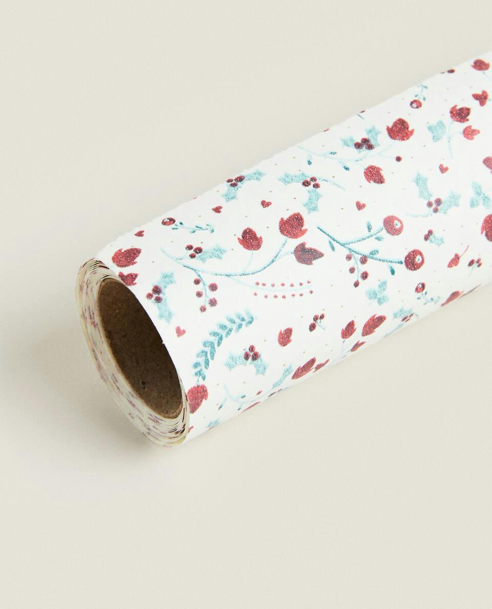 PAPEL DE EMBRULHO COM FLORES DE NATAL