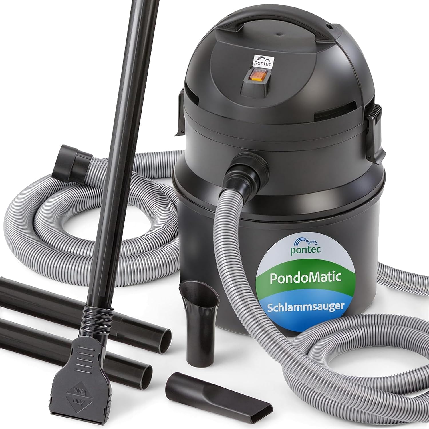 Pontec Pondomatic Teichschlammsauger (1400 W) Teichsauger Schlammsauger Teich für einen Sauberen Teichboden, 30 L Auffangvolumen, Inklusive 3 Düsen und 4 M Kabel, 2 Jahre Garantie, Deutsche Technik