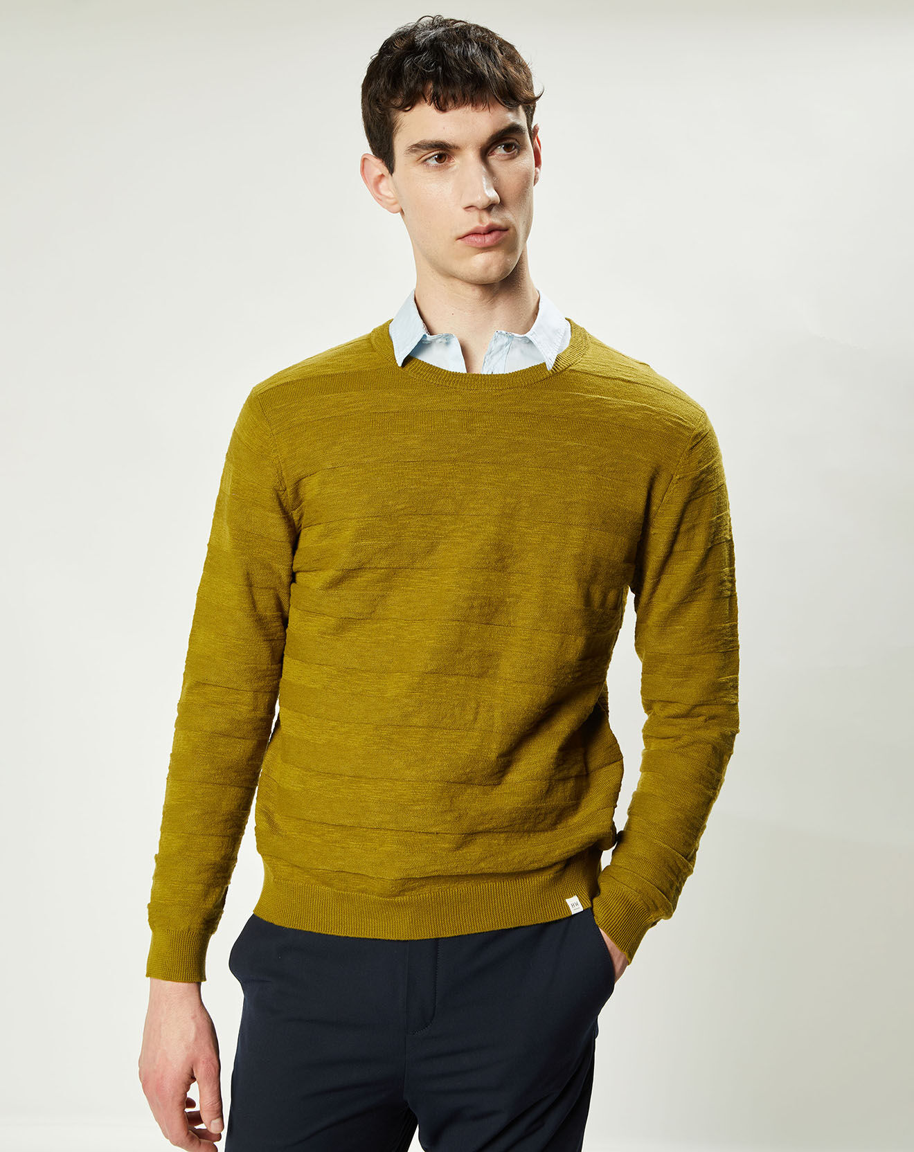 Harris Wilson Pull Orio rayures texturées olive