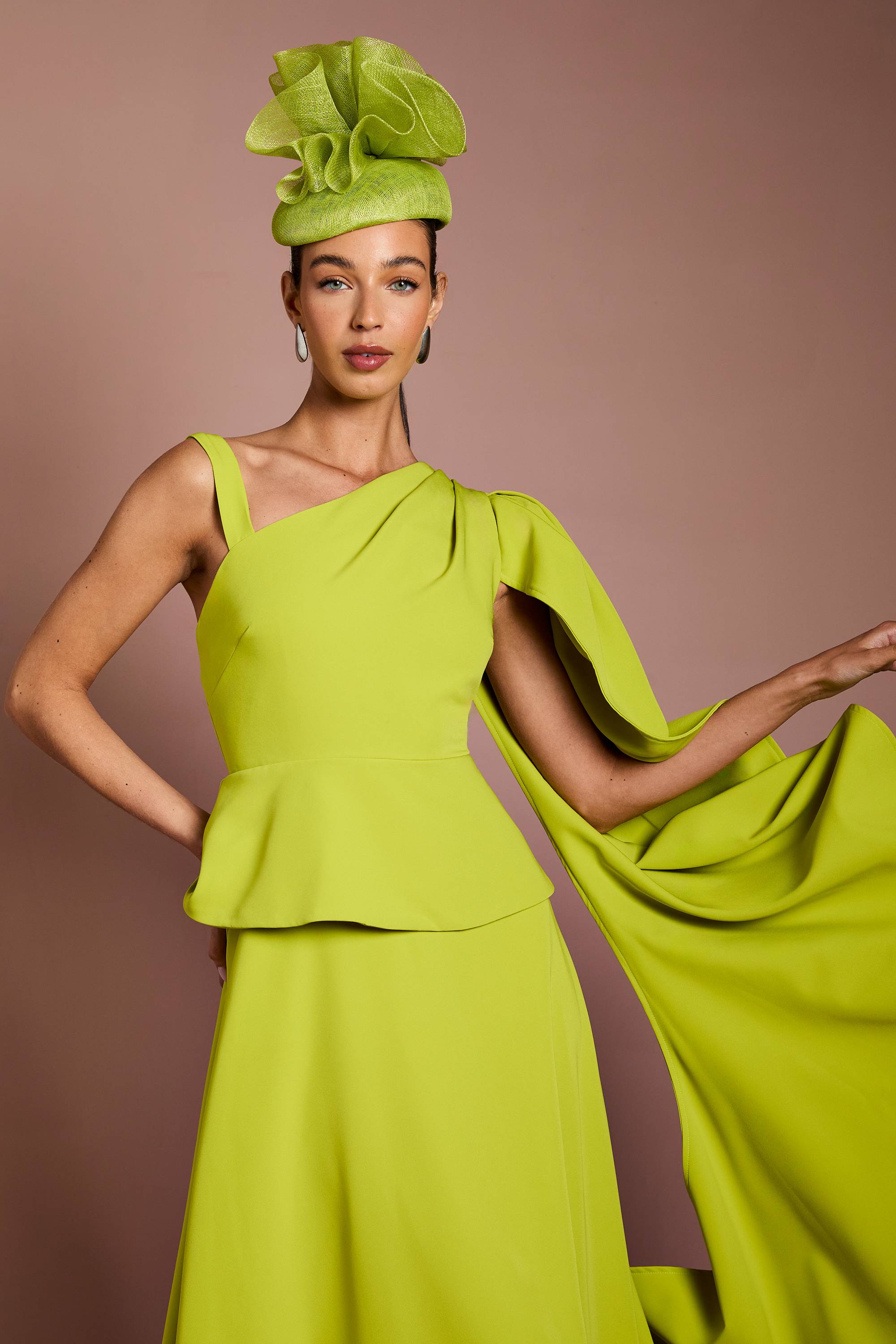 Coast Robe Midi En Crêpe Lisa Tan À Cape Asymétrique