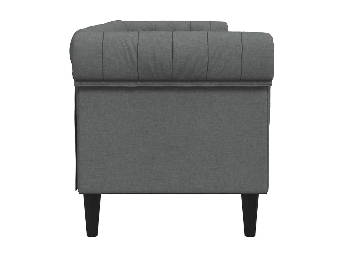 Canapé Chesterfield 3 places gris foncé tissu