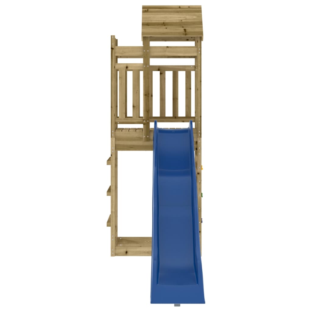 Aire de jeux d'extérieur balançoires toboggan portiques robuste jeux jardin 237 x 90 x 239 cm bois de pin imprégné