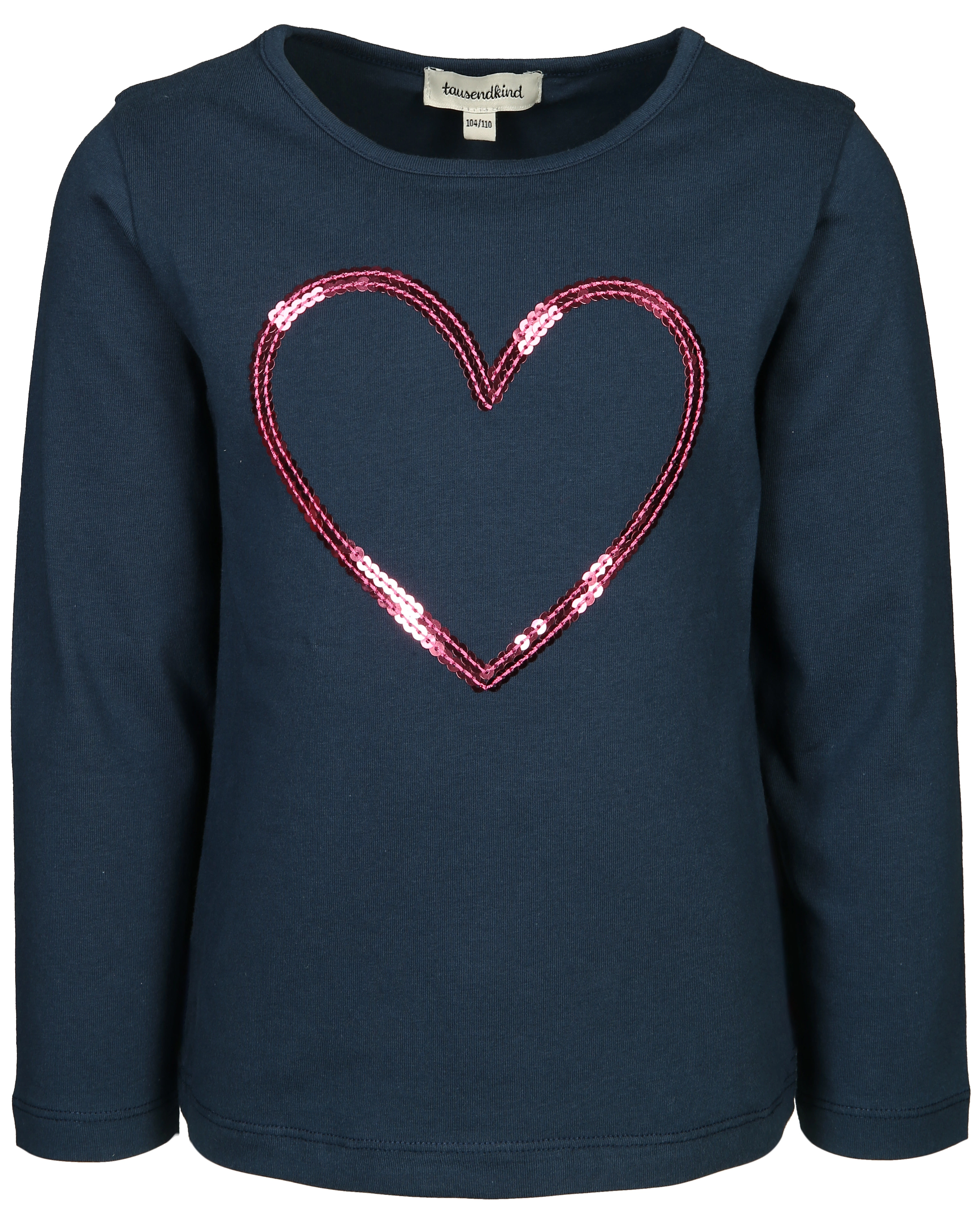 Langarmshirt PAILLETTEN-HERZ in dunkelblau