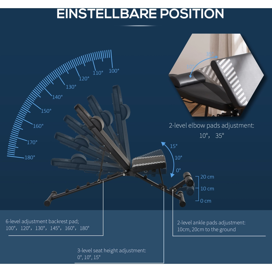 HOMCOM Hantelbank mit einstellbarer Position schwarz