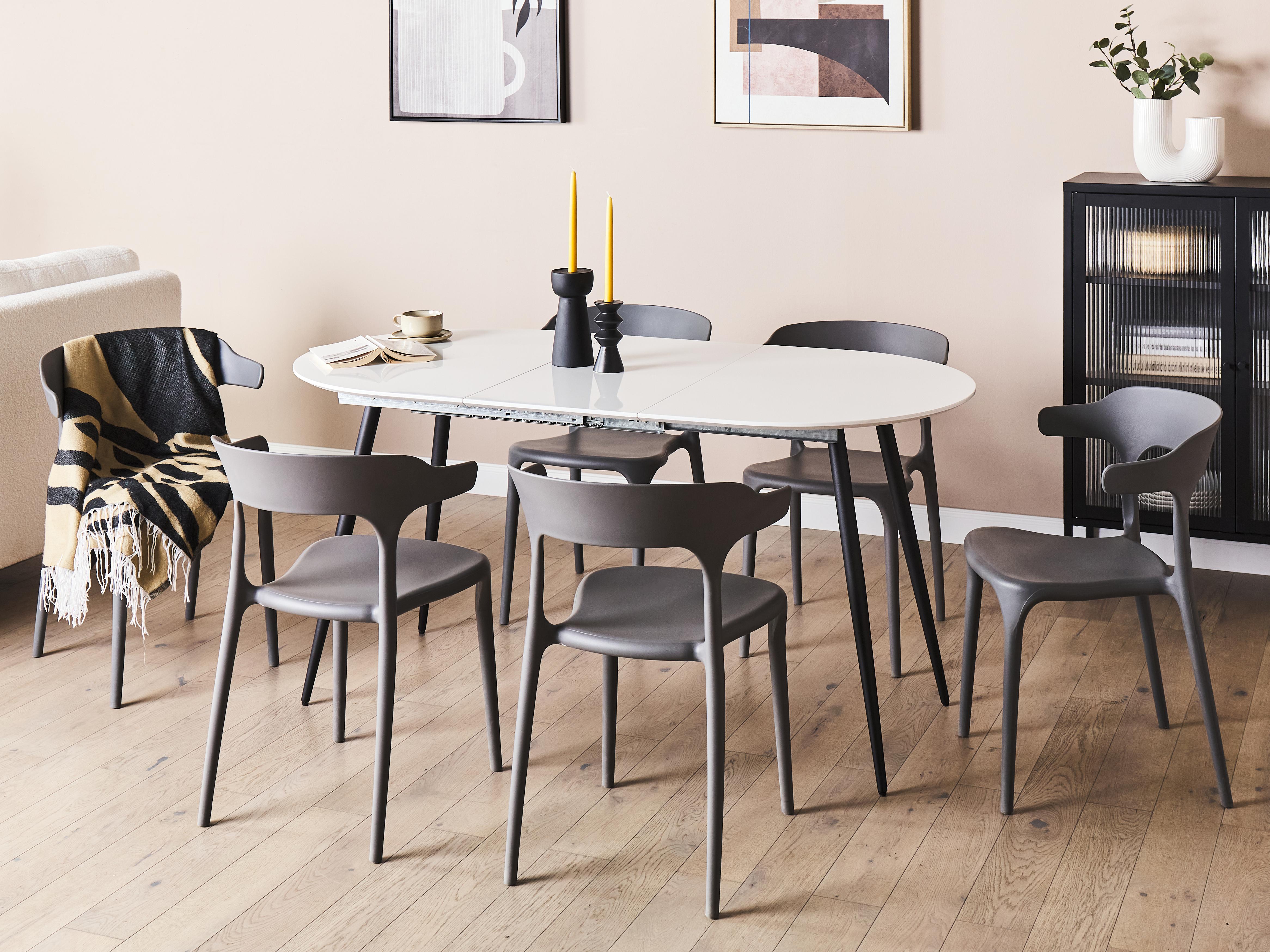 Eettafel uitschuifbaar STAVERTON Wit 80 cm 120/160 cm