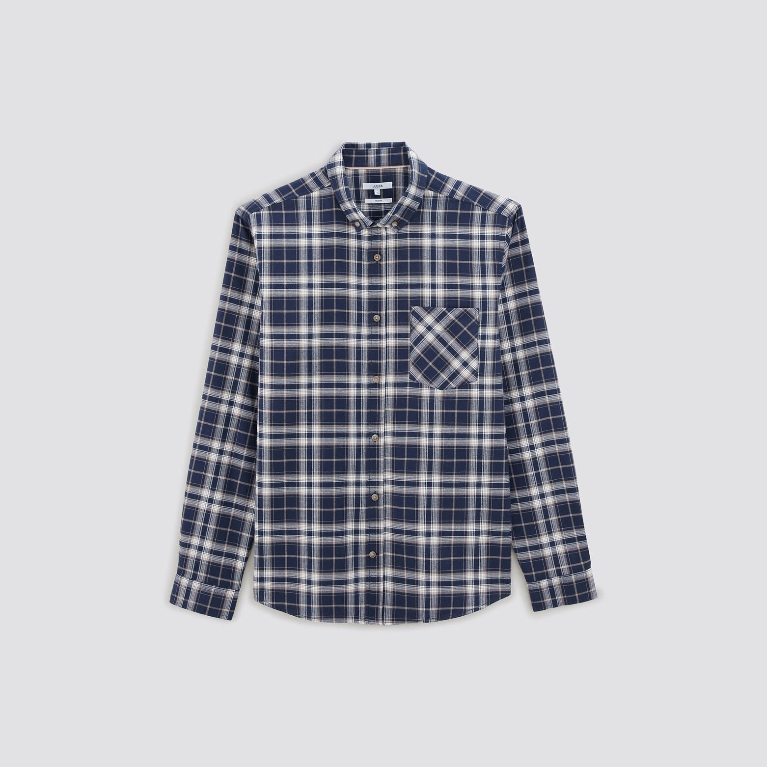 Chemise regular carreaux coton flanelle régénérati Bleu foncé