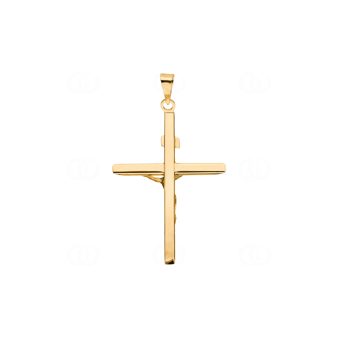 Anhänger 750/18 K Gelbgold Kreuz mit Jesus 38 x 27mm