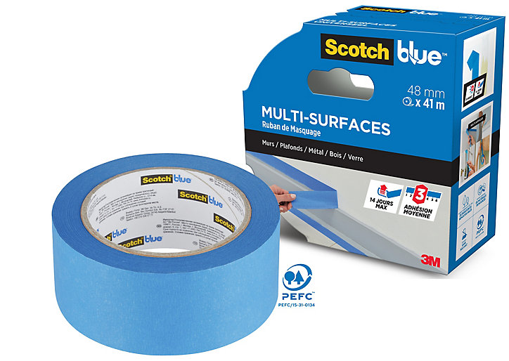 Ruban de Masquage premium Multi-Surfaces ScotchBlue™ 2090 Bleu 48 mm x 41 m