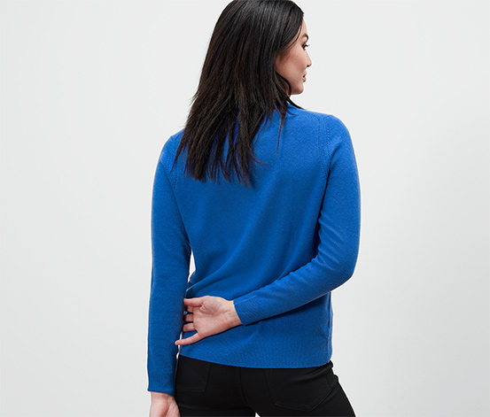 Feinstrickpullover mit Cashmere, kobaltblau