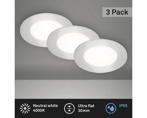LED inbouwspots set, 3-delig, IP65, 3 x 3W, 3 x 350 lm, 4000 K, chroom/mat, Ø 8,6/6,8 cm, 230V