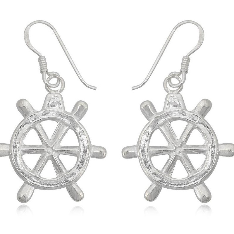 Boucles d'oreilles Pendantes Gouvernail en Argent 925