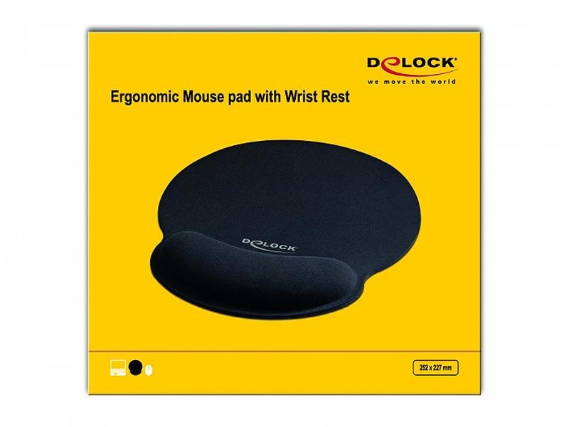 Delock Ergonomische Mausmatte mit Handballenauflage Schwarz Ergonomisches Soft-Mauspad mit Handballenauflage