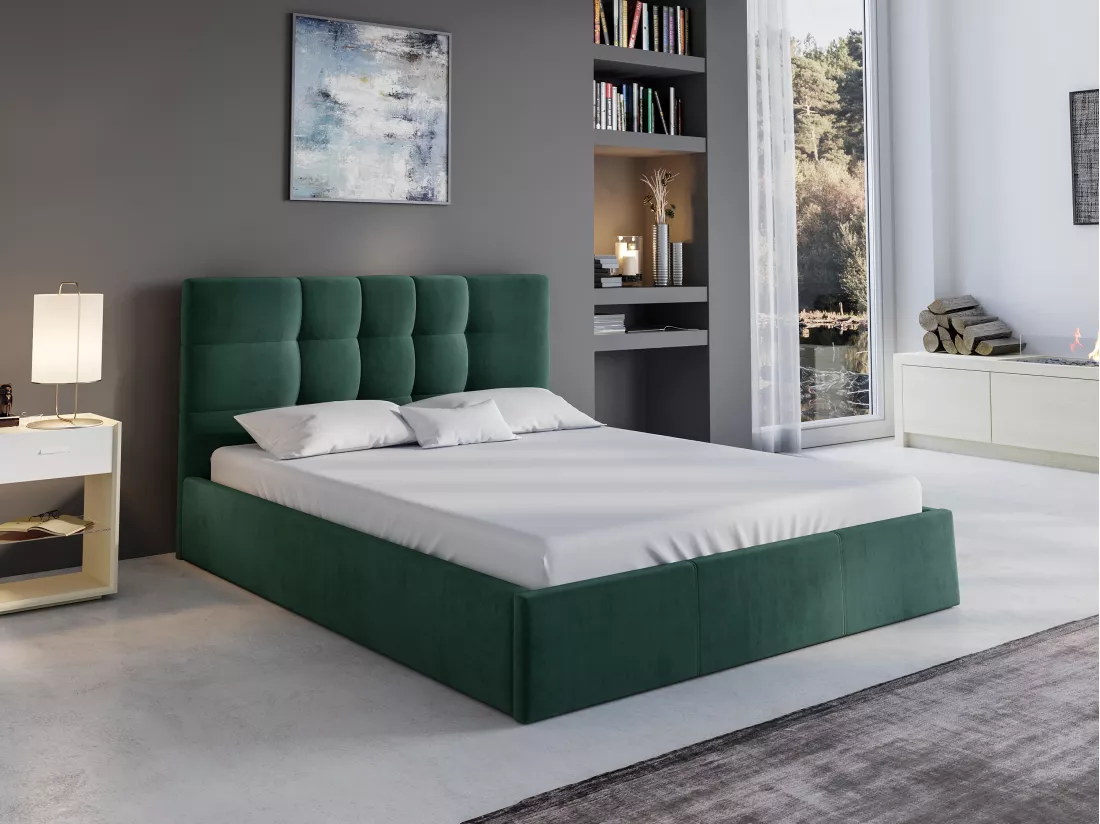 Lit coffre 180 x 200 cm - Tissu - Vert sapin - ELIAVA de Pascal Morabito