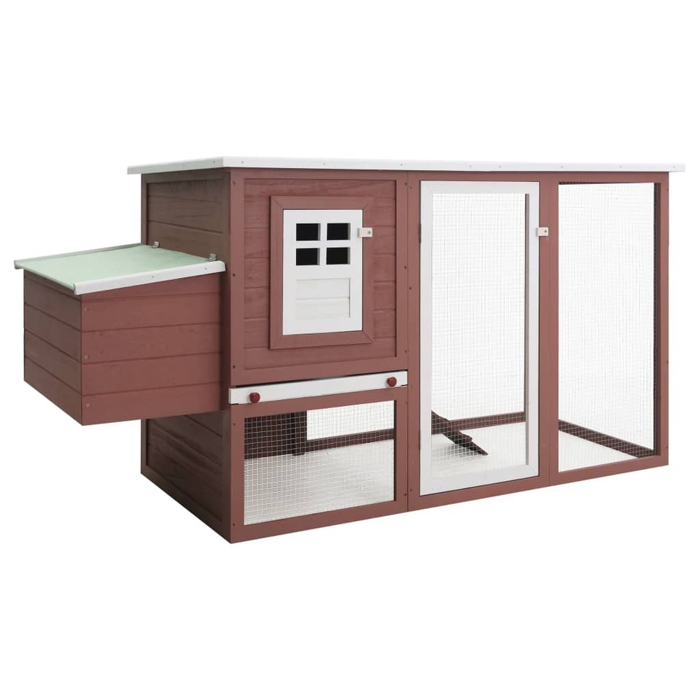 Poulailler d'extérieur avec 1 nichoir 202 x 75 x 98 cm bois marron