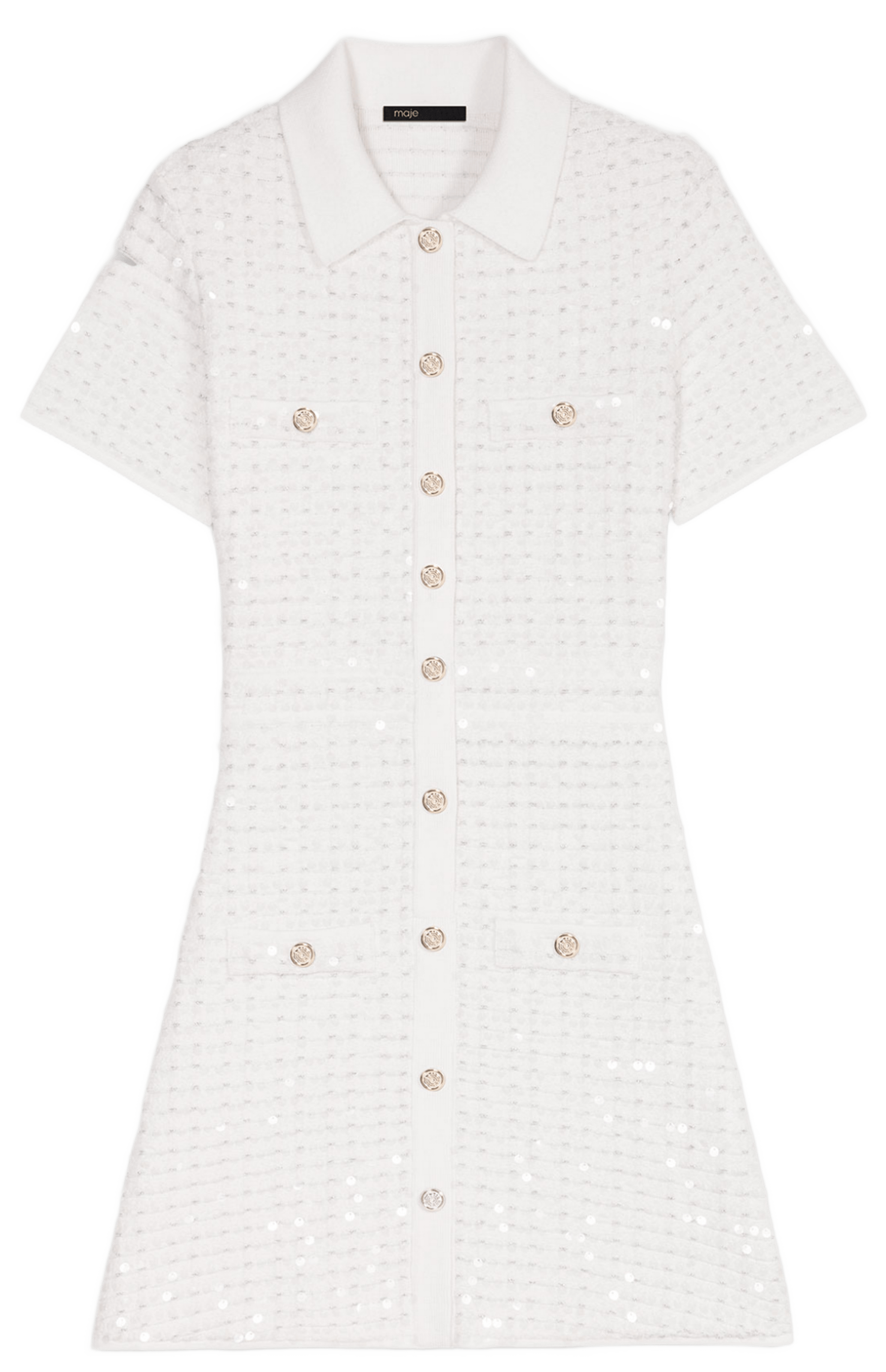 Robe courte en maille à sequins | Blanc