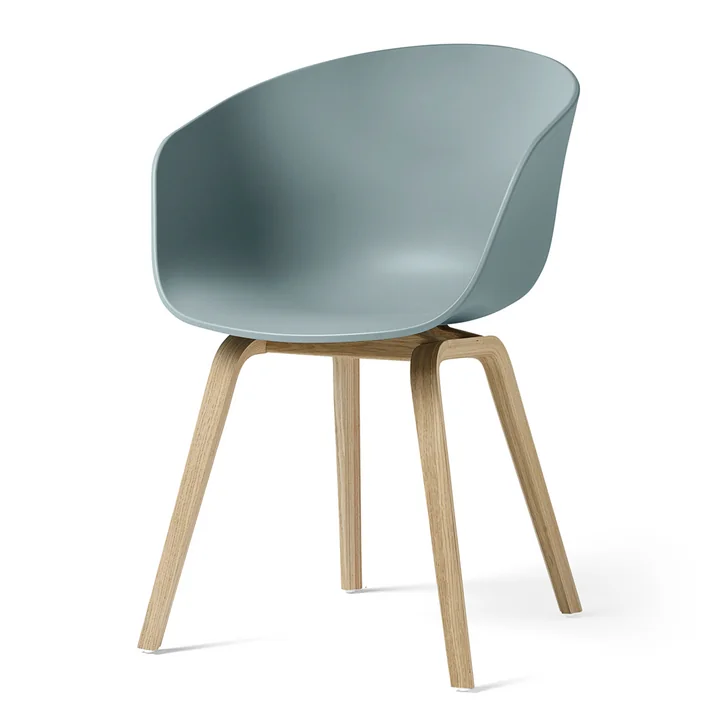 HAY - About A Chair AAC 22, Eiche lackiert / dusty blue 2.0 (Kunststoffgleiter)