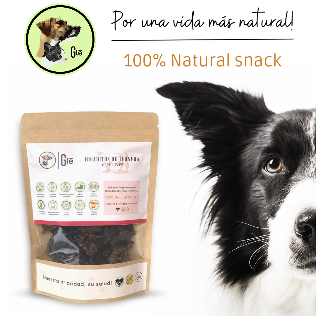 Fígados desidratados GLE PETS, petisco natural para cães.