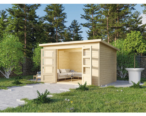 Karibu Minna 5 tuinhuis, 330 x 282 cm, naturel