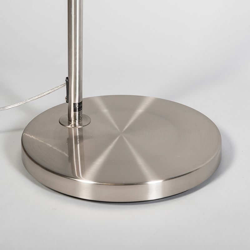 Moderne booglamp staal met zwarte stoffen kap - Arc Basic