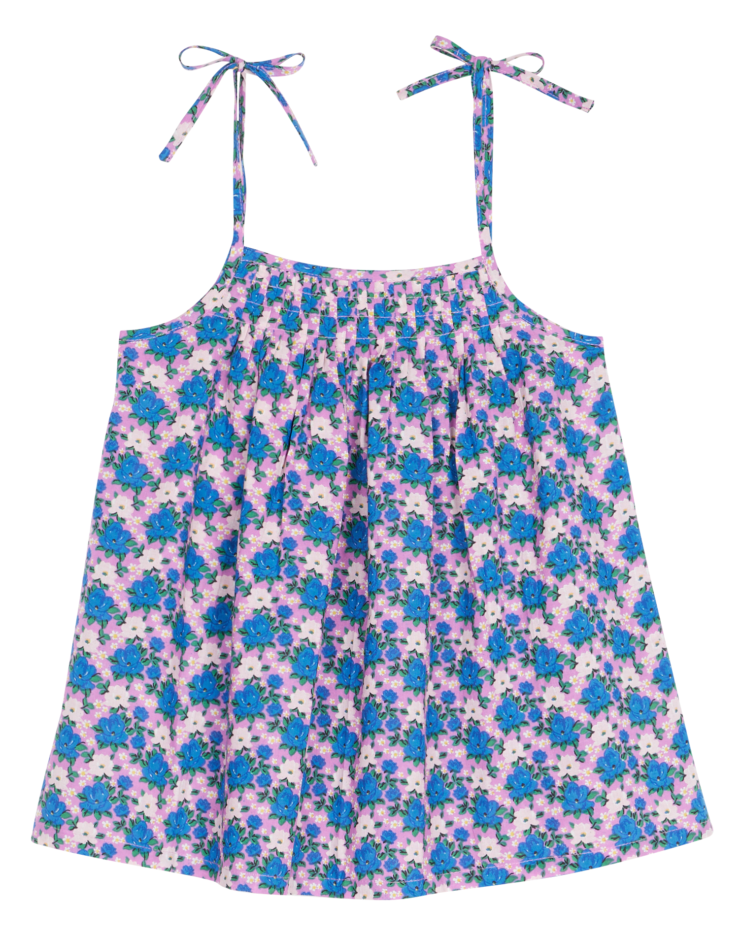 VIOLETTE - Robe courte en coton imprimé| Bleu