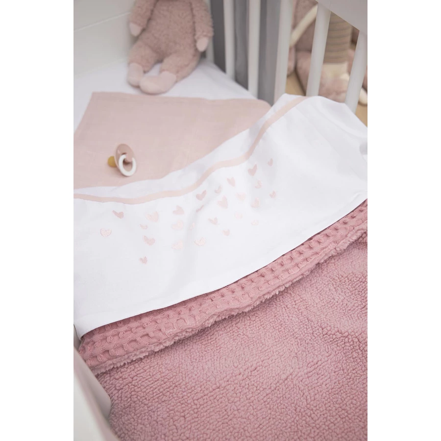 MEYCO Babydecke Waffel Teddy - Old Pink