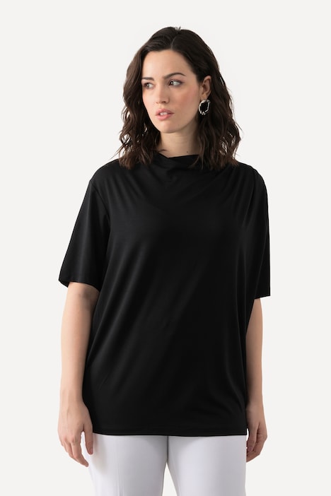 T-Shirt, Lyocell, Wasserfall-Ausschnitt, Halbarm