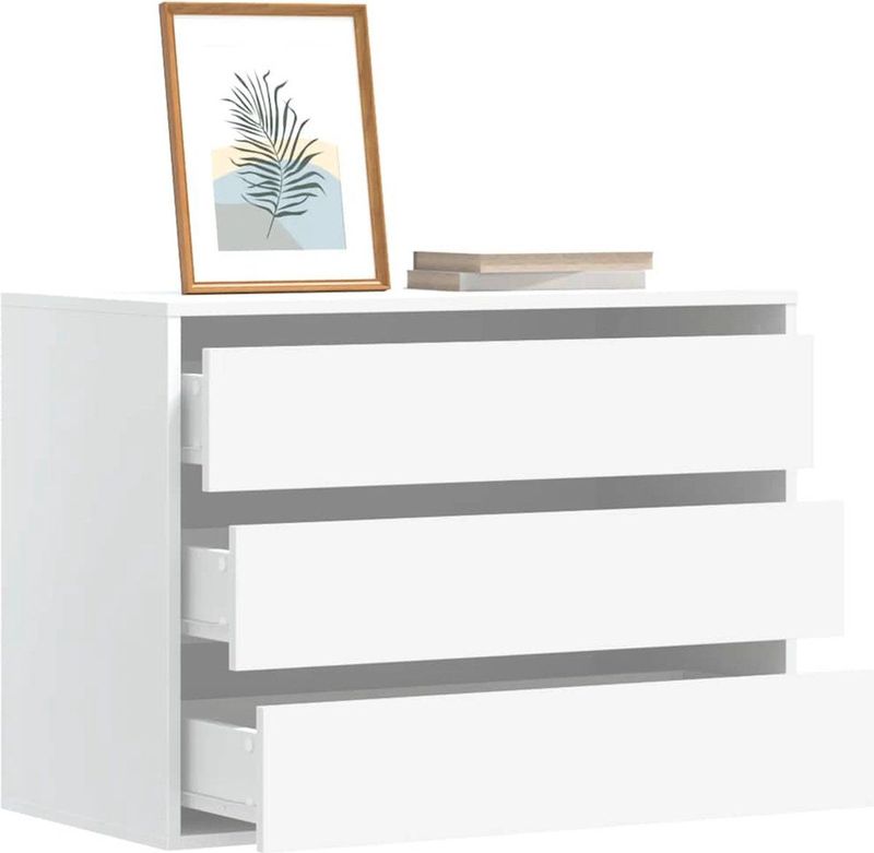 vidaXL - Ladekast - Wit - Bewerkte Hout - 3 Lades