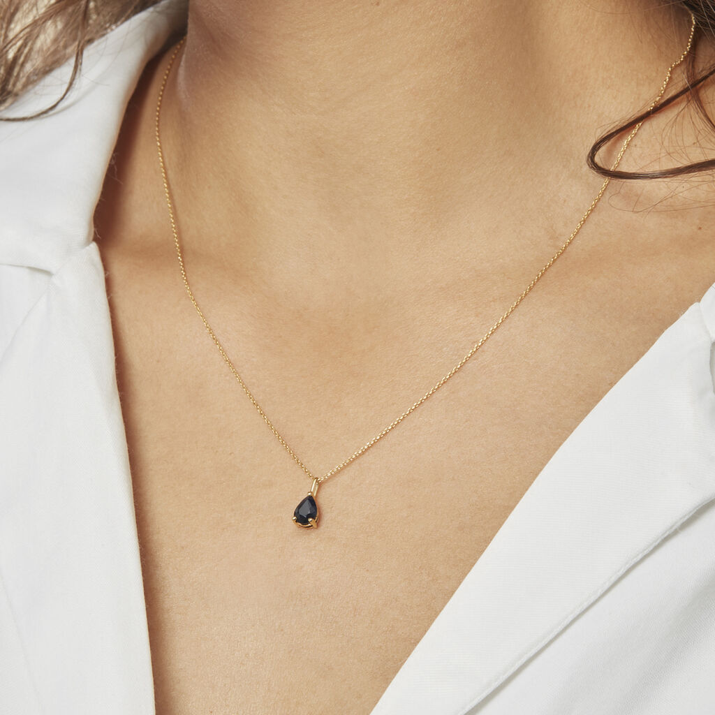 Collier Goutte Or Jaune Saphir