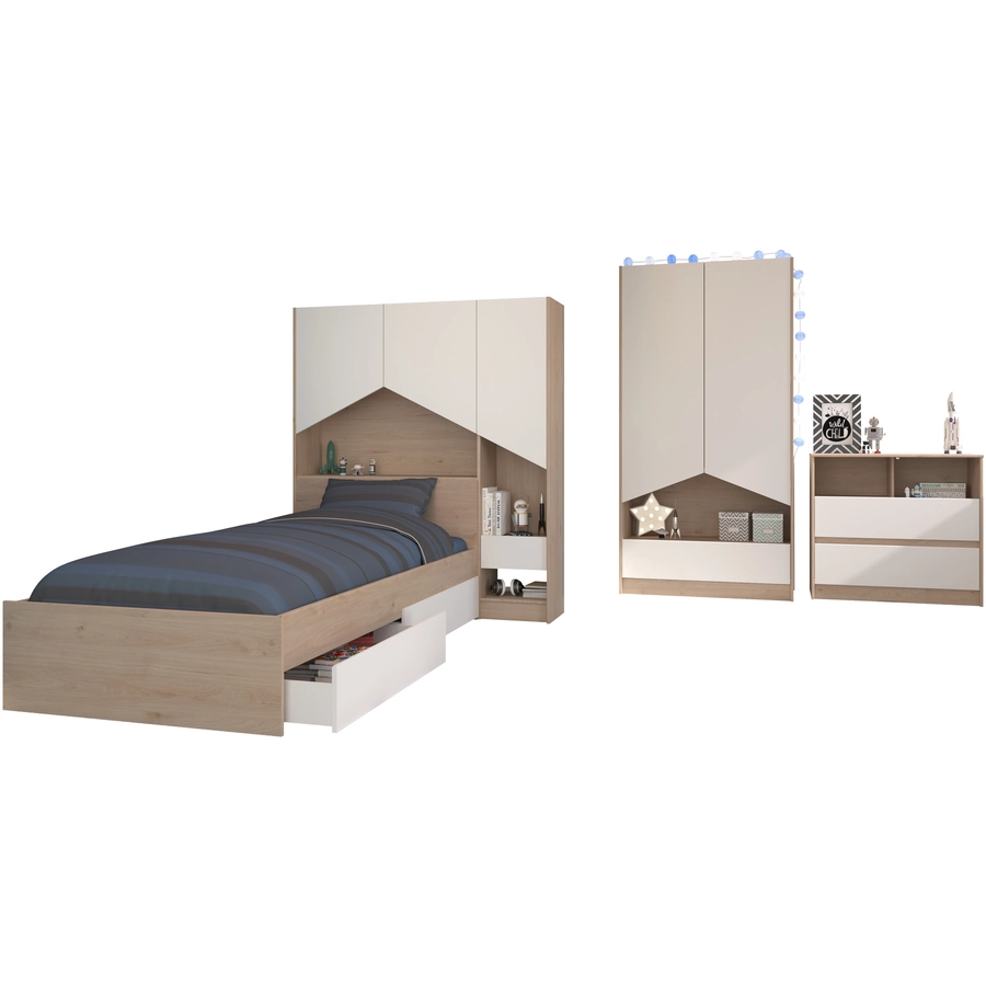 Parisot Kinderzimmer 5-tlg. Shelter 2 Eiche Jackson - Weiß Eiche Jackson - Weiß