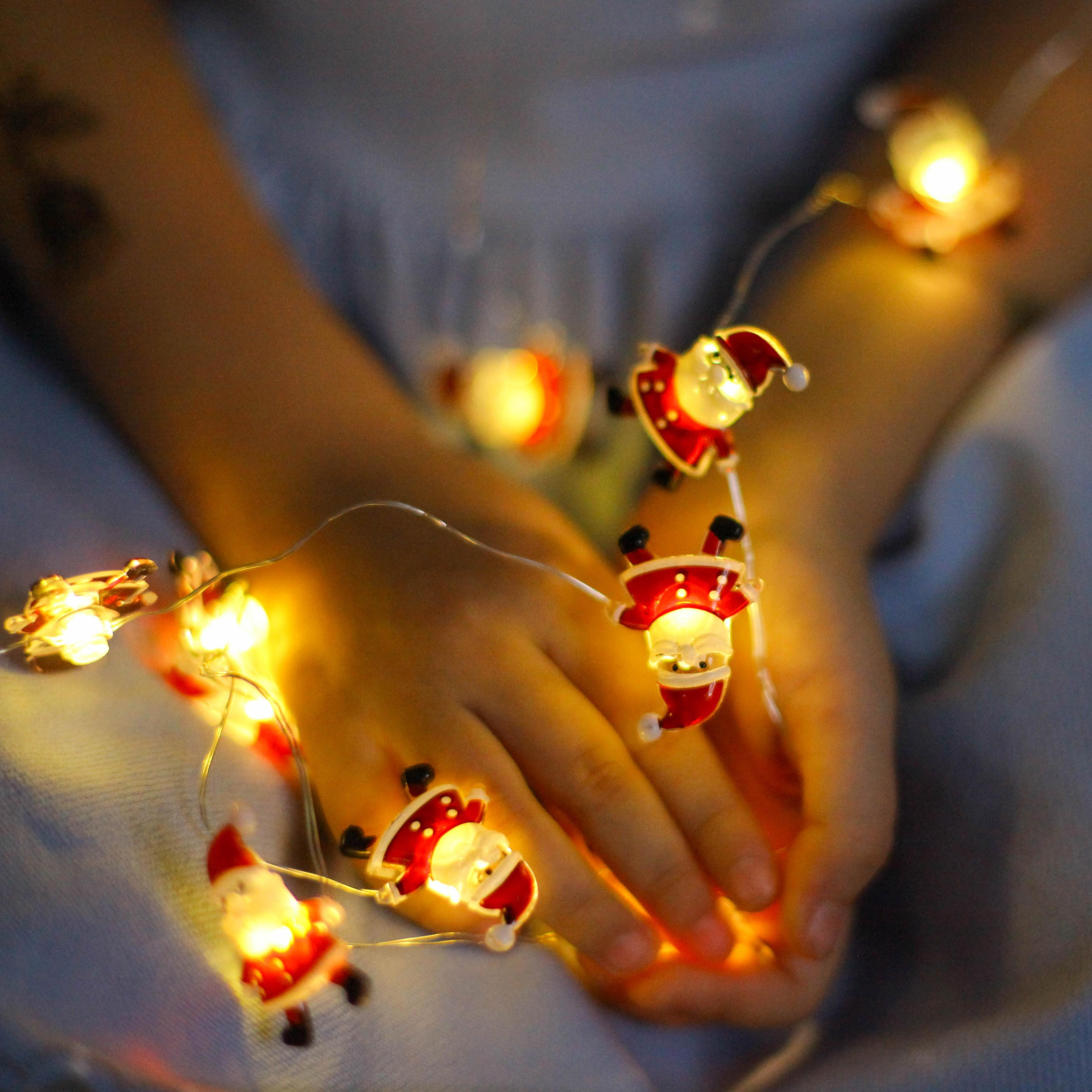(2m) 20 LED's Weihnachts Deko Lichterkette Tannenbaum Beleuchtung (Batteriebetrieben) - Warmweiss