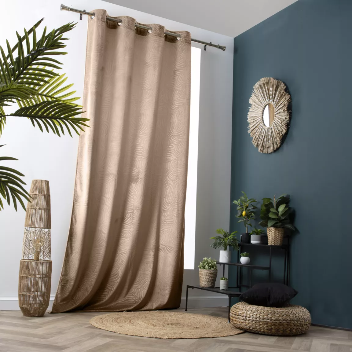 Rideau obscurcissant velours (140 x 240 cm) Fern Taupe