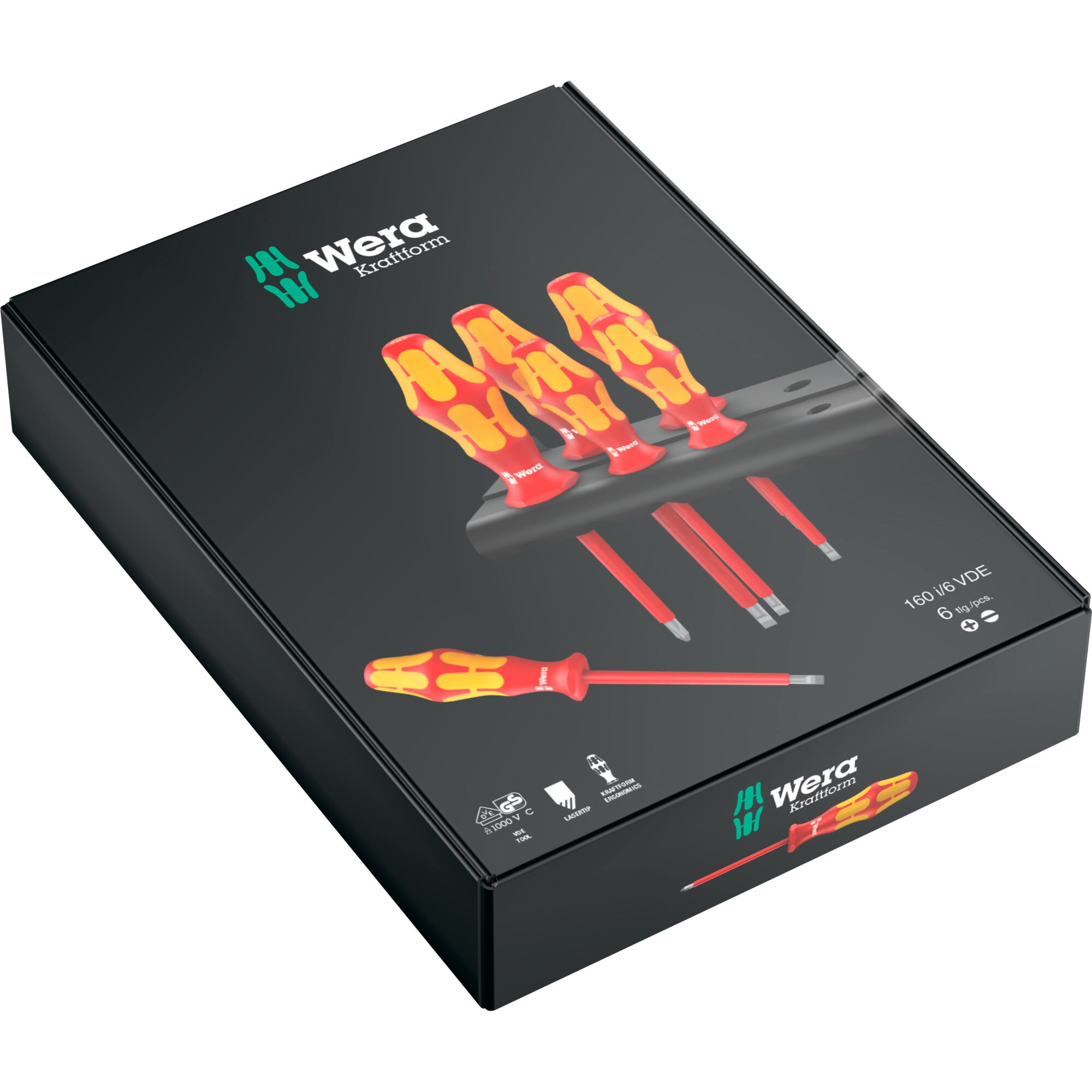 Wera Schraubendreher 160 i/6 Rack Schraubendrehersatz Kraftform Plus Serie 100 + Rack