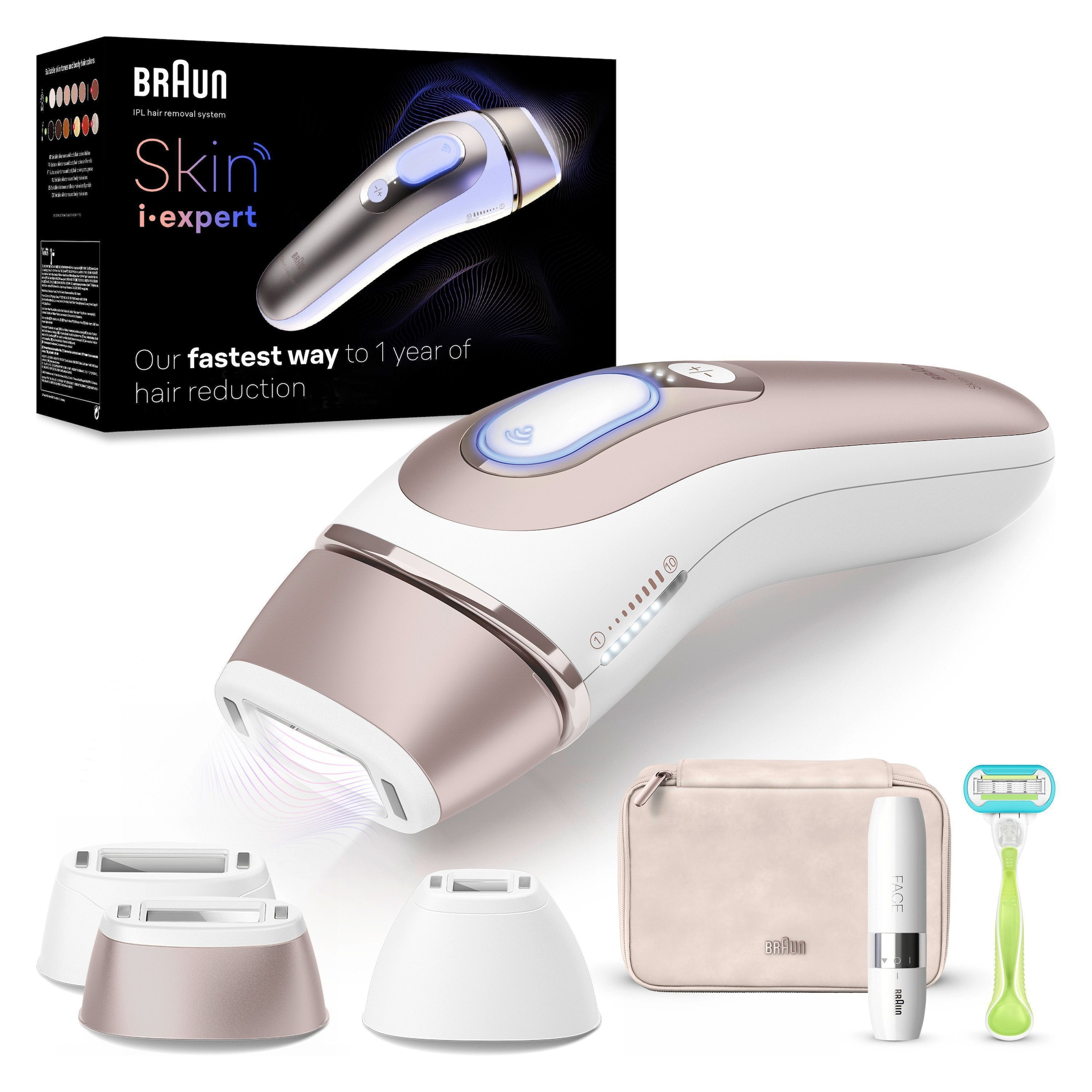 Braun IPL-Haarentferner »Smart Skin i·expert PL7249« 3 Aufsätze für Gesicht & Körper, Venus Rasierer, Mini-Rasierer