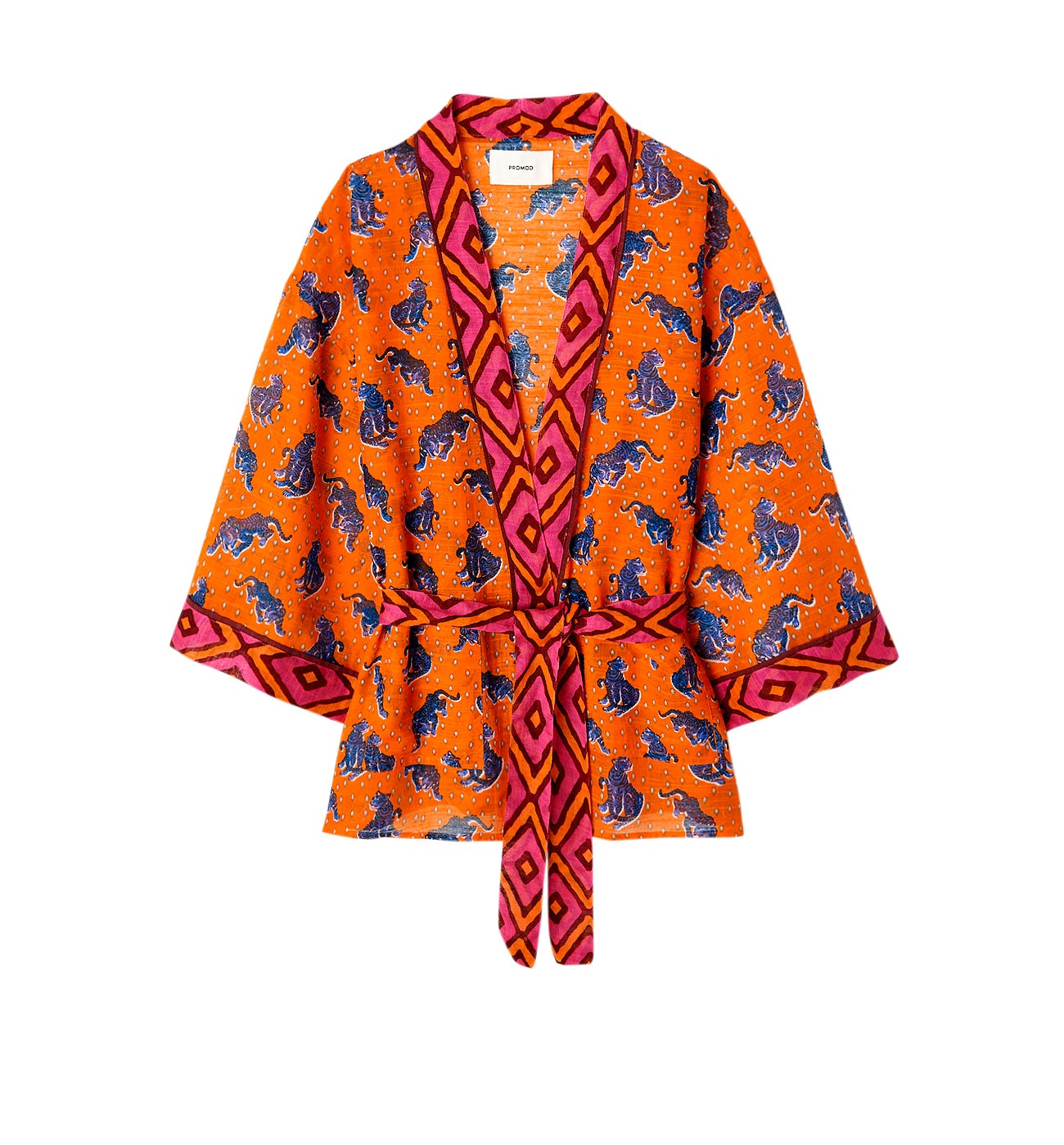 Veste kimono motif DIMB - Imprimé orange