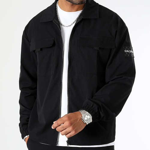 Veste Zippée Avec Poches Black Logo Noir