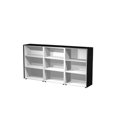 Armoire mi-haute triple Flora - L242,8xP43xH119,8 cm - portes mélaminés - 6 étagères - frêne noir